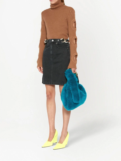 Jw Anderson Merino Wool Cutout-sleeve Turtleneck Sweater In Braun