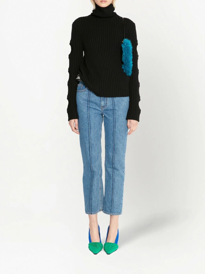 Jw Anderson Cut Out Sleeve Turtleneck Jumper In Schwarz