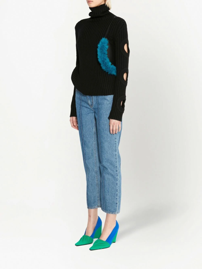 Jw Anderson Cut Out Sleeve Turtleneck Jumper In Schwarz