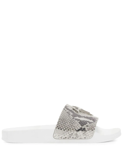 Giuseppe Zanotti Brett Snake-print Sliders In White