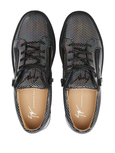 Shop Giuseppe Zanotti Honeycomb-pattern Vinyl Sneakers In Black