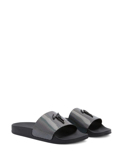 Shop Giuseppe Zanotti Brett Geometric-print Slides In Black