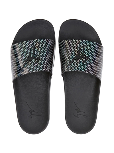 Giuseppe Zanotti Brett Geometric-print Slides In Black