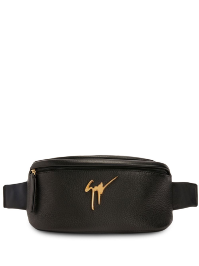 Shop Giuseppe Zanotti Bud Leather Belt Bag In Black