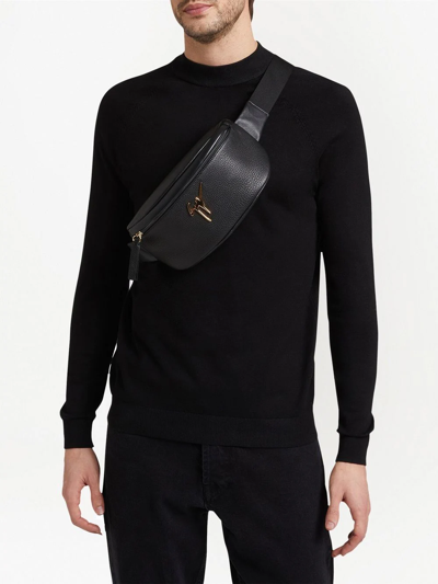 Shop Giuseppe Zanotti Bud Leather Belt Bag In Black