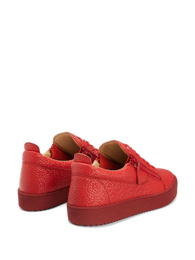 Shop Giuseppe Zanotti Frankie Geometric-textured Sneakers In Red