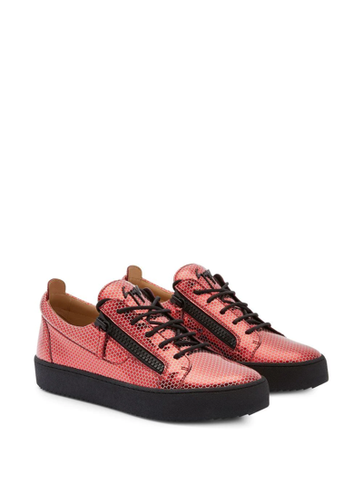Giuseppe Zanotti Frankie Hexagon-print Sneakers In Red