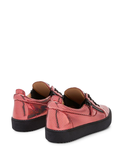 Giuseppe Zanotti Frankie Hexagon-print Sneakers In Red