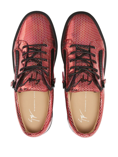 Giuseppe Zanotti Frankie Hexagon-print Sneakers In Red