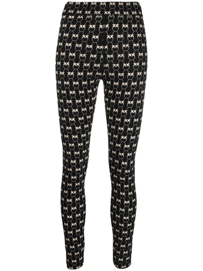 Shop Pinko Logo Pattern Leggings In Schwarz