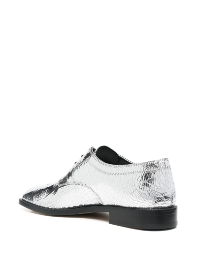 Maison Margiela Tabi Split-toe Metallic Textured-leather Derby Shoes In Silver