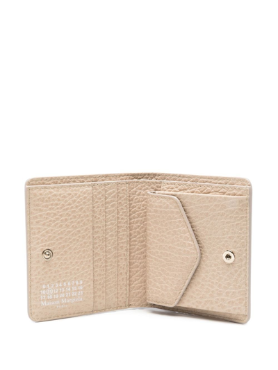 Shop Maison Margiela Four-stitch Leather Bi-fold Wallet In Neutrals