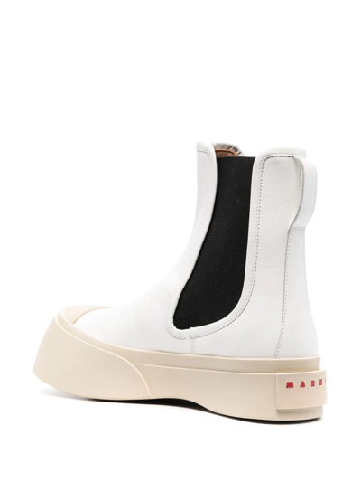 Marni Pablo Ankle Boots In Luxurious Nappa Leather In White