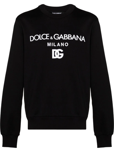 Shop Dolce & Gabbana Logo-print Crew Neck Sweatshirt In Schwarz