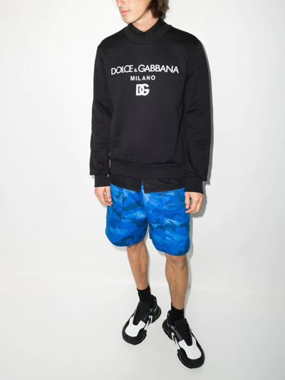 Shop Dolce & Gabbana Logo-print Crew Neck Sweatshirt In Schwarz