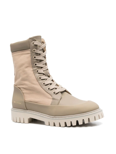 Tommy Hilfiger Logo-stamp Lace-up Boots In Braun