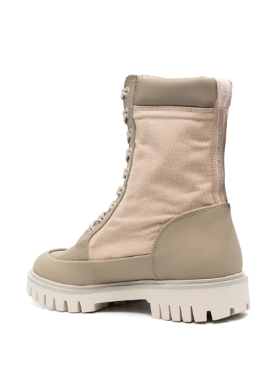 Tommy Hilfiger Logo-stamp Lace-up Boots In Braun