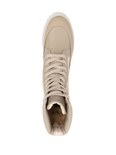 Tommy Hilfiger Logo-stamp Lace-up Boots In Braun