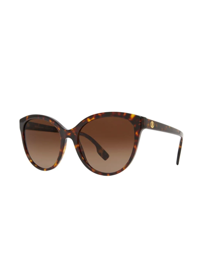 Shop Burberry Monogram-motif Cat-eye Sunglasses In Brown
