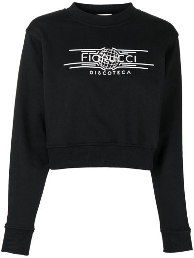 Shop Fiorucci Logo-print Crew Neck Sweatshirt In Schwarz