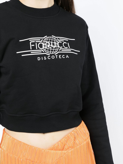 Shop Fiorucci Logo-print Crew Neck Sweatshirt In Schwarz