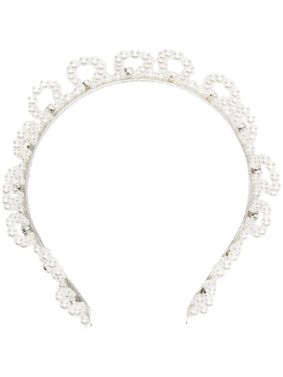 Simone Rocha Silver-tone, Faux Pearl And Crystal Headband In White