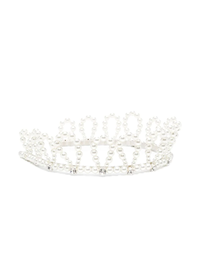 Simone Rocha Silver-tone, Faux Pearl And Crystal Headband In White
