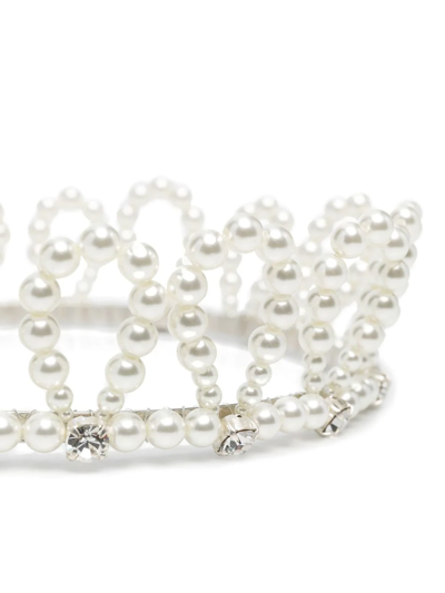 Simone Rocha Silver-tone, Faux Pearl And Crystal Headband In White