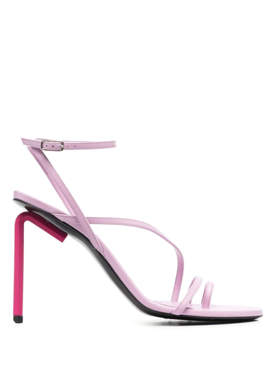 Off-white 110mm Allen Glittered Leather Sandals In Rosa