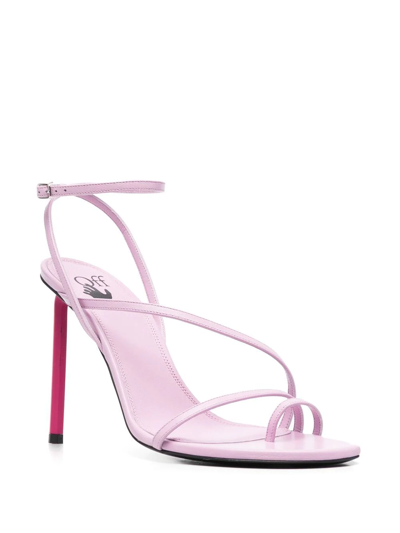 Off-white 110mm Allen Glittered Leather Sandals In Rosa