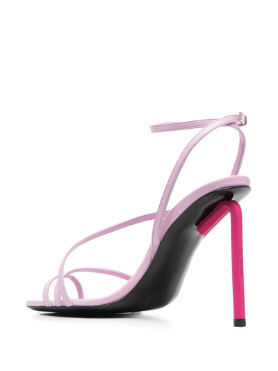 Off-white 110mm Allen Glittered Leather Sandals In Rosa