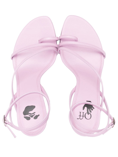 Off-white 110mm Allen Glittered Leather Sandals In Rosa