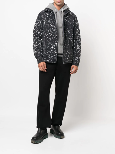 Shop Off-white Diag-stripe Paint-splatter Denim Shirt In Schwarz