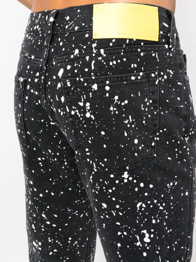 Shop Off-white Diag-stripe Paint-splatter Skinny Jeans In Schwarz