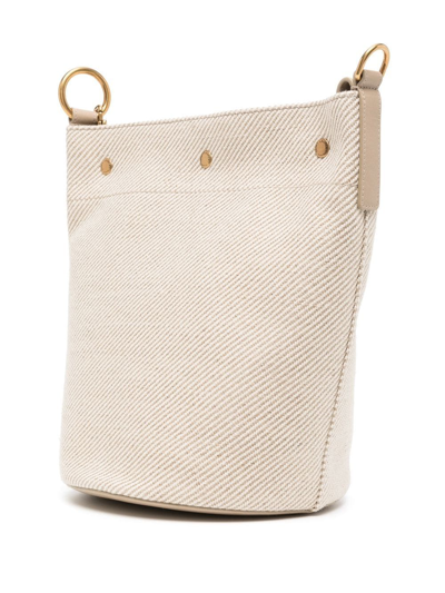 Saint Laurent Logo-embroidered Bucket Tote Bag In Braun