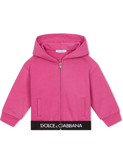 Shop Dolce & Gabbana Logo Zip-front Sweatshirt In Rosa