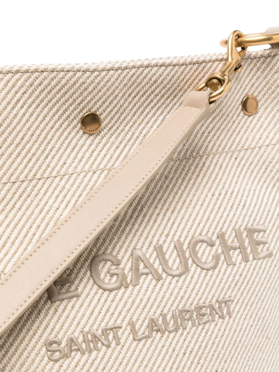 Saint Laurent Logo-embroidered Bucket Tote Bag In Braun