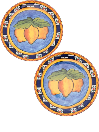 Shop Dolce & Gabbana Dolce Carretto Set-of-two Bread Plates In Blau