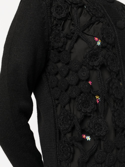 Shop Batsheva Embroidered Semi-sheer Cardigan In Black