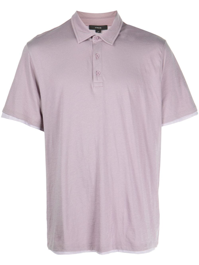 Shop Vince Stripe-trim Polo Shirt In Violett