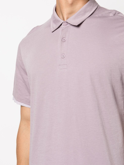 Shop Vince Stripe-trim Polo Shirt In Violett