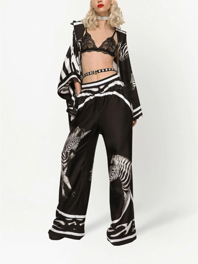 Shop Dolce & Gabbana Zebra-print Twill Shirt In Black