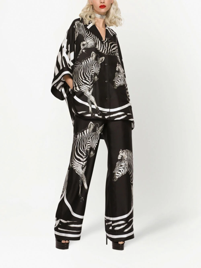 Shop Dolce & Gabbana Zebra-print Twill Shirt In Black