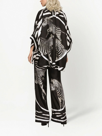 Dolce & Gabbana Zebra Oversized Silk Zebra-print Shirt In Black