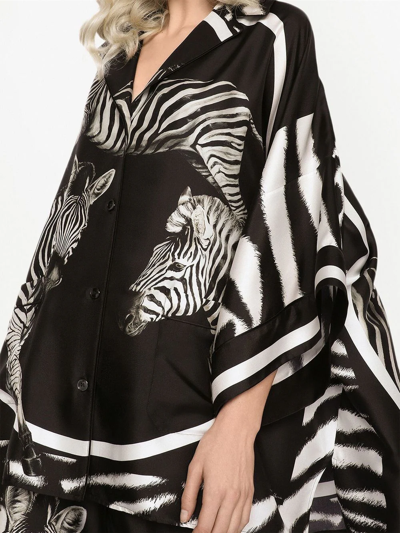 Dolce & Gabbana Zebra Oversized Silk Zebra-print Shirt In Black