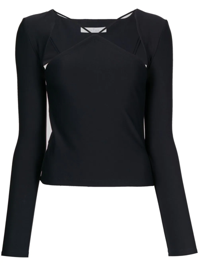 Shop Rokh Cut-out Detail Long-sleeve T-shirt In Black