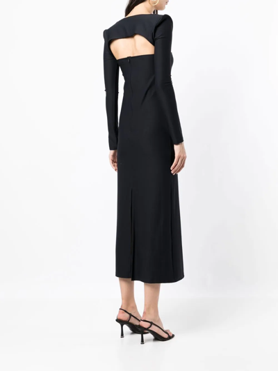 Rokh Square-neck Long-sleeve Midi Dress In Black