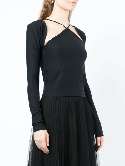 Rokh Cut-out Detail Long-sleeve T-shirt In Black