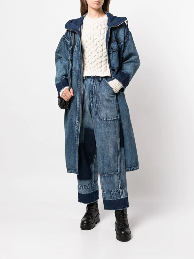 Shop Y's Patch-detail Wide-leg Jeans In Blau