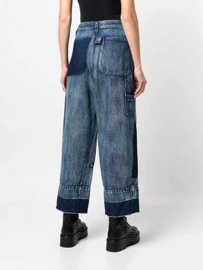 Shop Y's Patch-detail Wide-leg Jeans In Blau